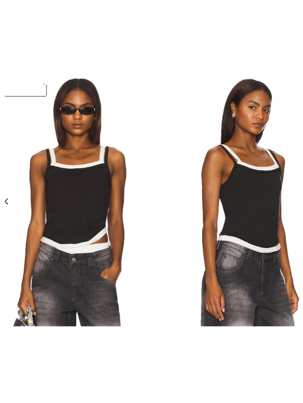 We The Free Free People  Twofer Tank Top black white size XS NWT